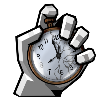 Cronopata's logo: A stressed out hand breaking a pocket watch
